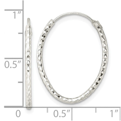 Sterlingsilber Poliert Diamantiert Oval Endlos Creolen