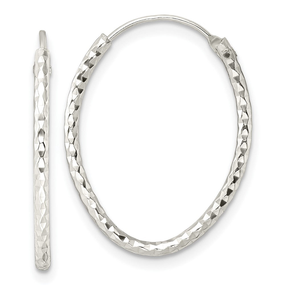 Sterlingsilber Poliert Diamantiert Oval Endlos Creolen