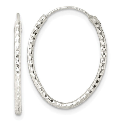 Sterlingsilber Poliert Diamantiert Oval Endlos Creolen