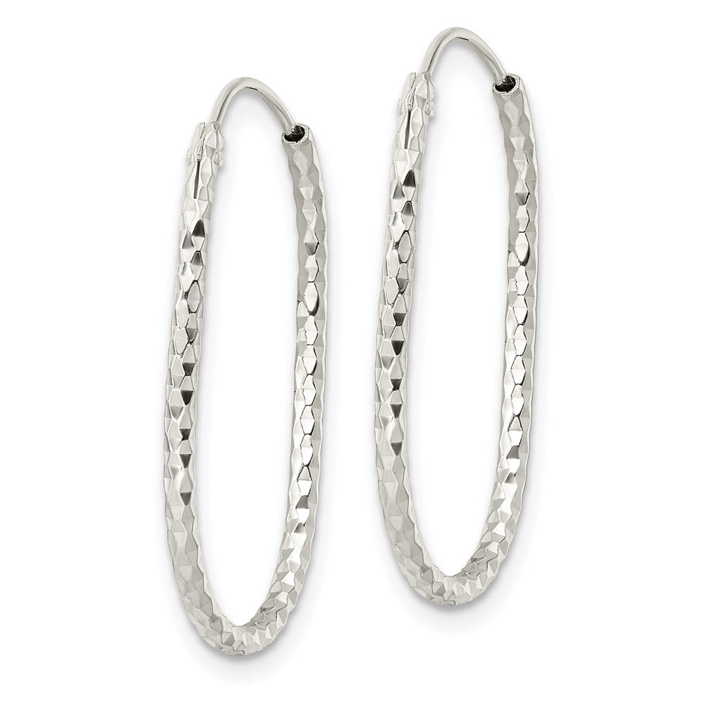 Sterlingsilber Poliert & Diamantiert Oblong Endlos Creolen
