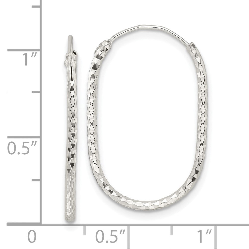 Sterlingsilber Poliert & Diamantiert Oblong Endlos Creolen