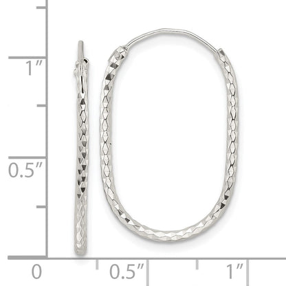 Sterlingsilber Poliert & Diamantiert Oblong Endlos Creolen