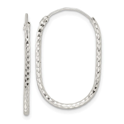 Sterlingsilber Poliert & Diamantiert Oblong Endlos Creolen