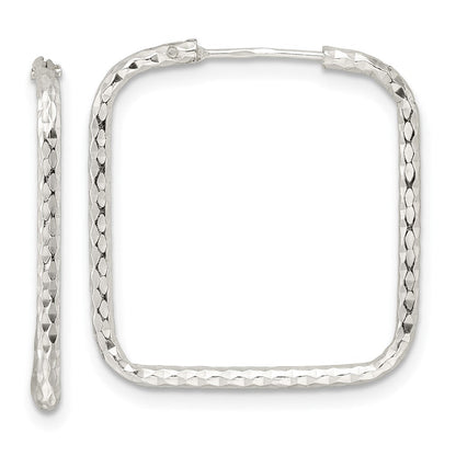 Sterlingsilber Poliert Diamantiert Quadratisch Endlos Creolen