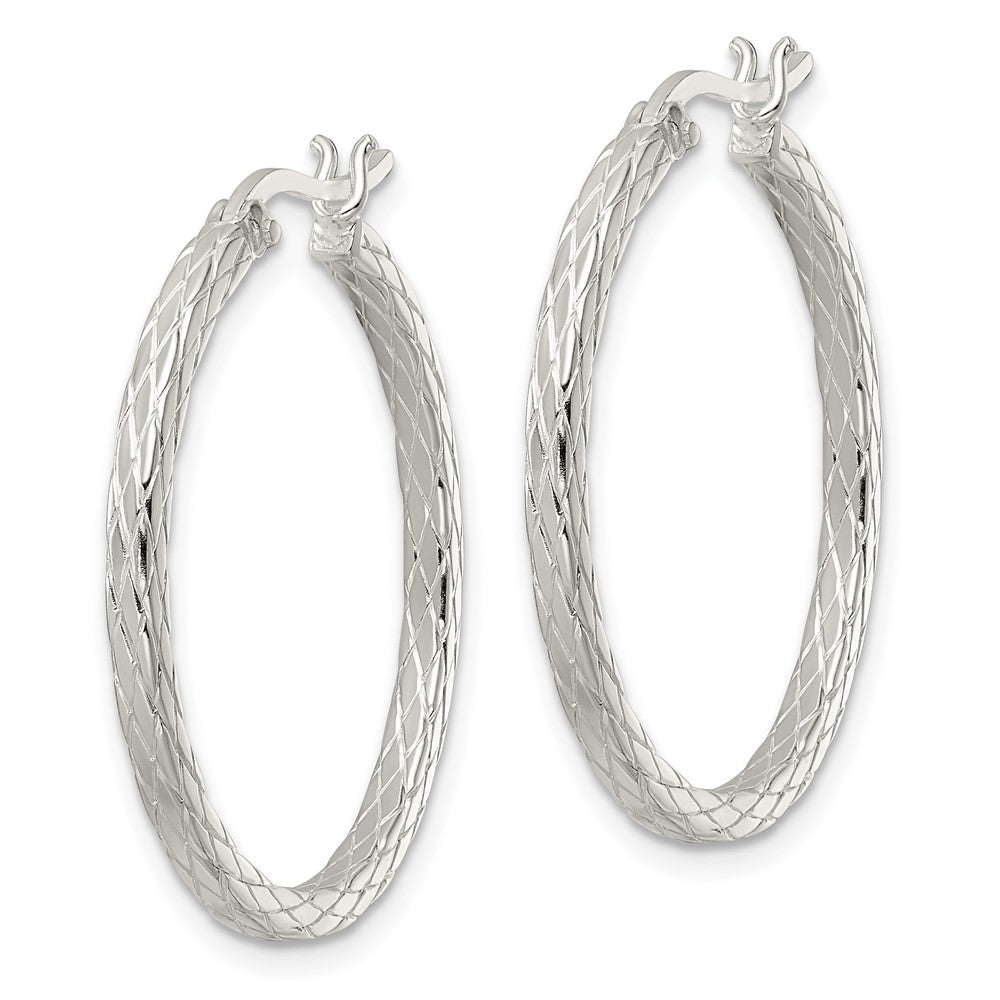 Sterlingsilber Rhodiniert Diamant Muster Creolen