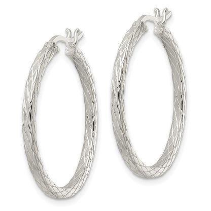 Sterlingsilber Rhodiniert Diamant Muster Creolen