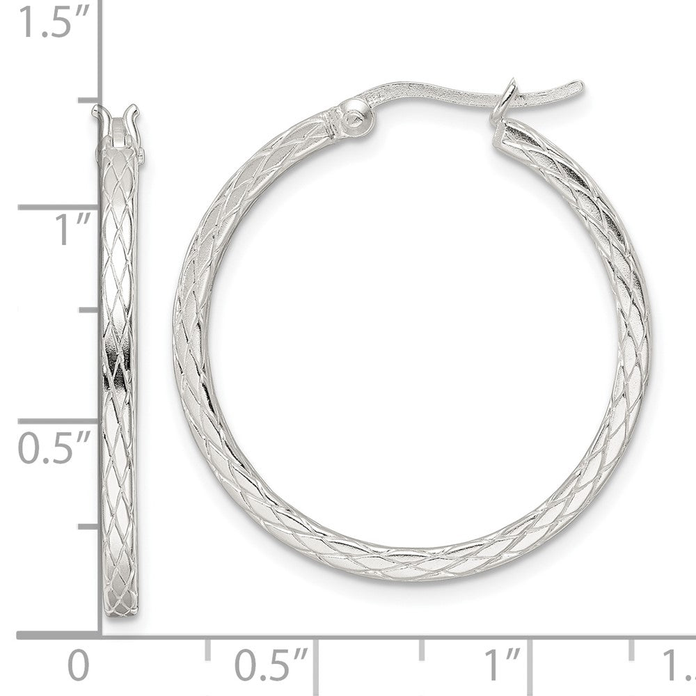 Sterlingsilber Rhodiniert Diamant Muster Creolen