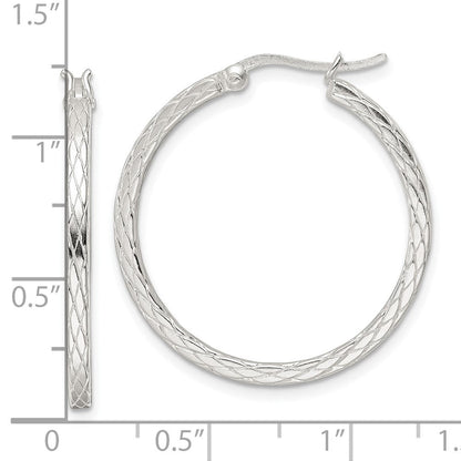 Sterlingsilber Rhodiniert Diamant Muster Creolen