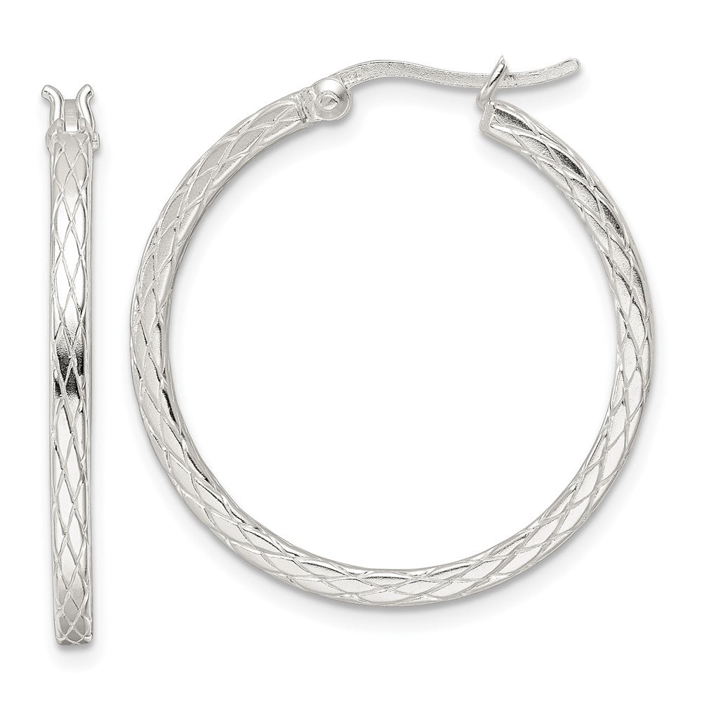 Sterlingsilber Rhodiniert Diamant Muster Creolen