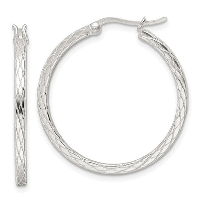 Sterlingsilber Rhodiniert Diamant Muster Creolen
