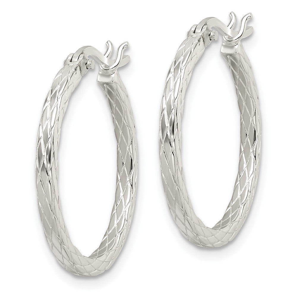 Sterlingsilber Rhodiniert Diamant Muster Creolen
