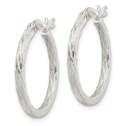 Sterlingsilber Rhodiniert Diamant Muster Creolen