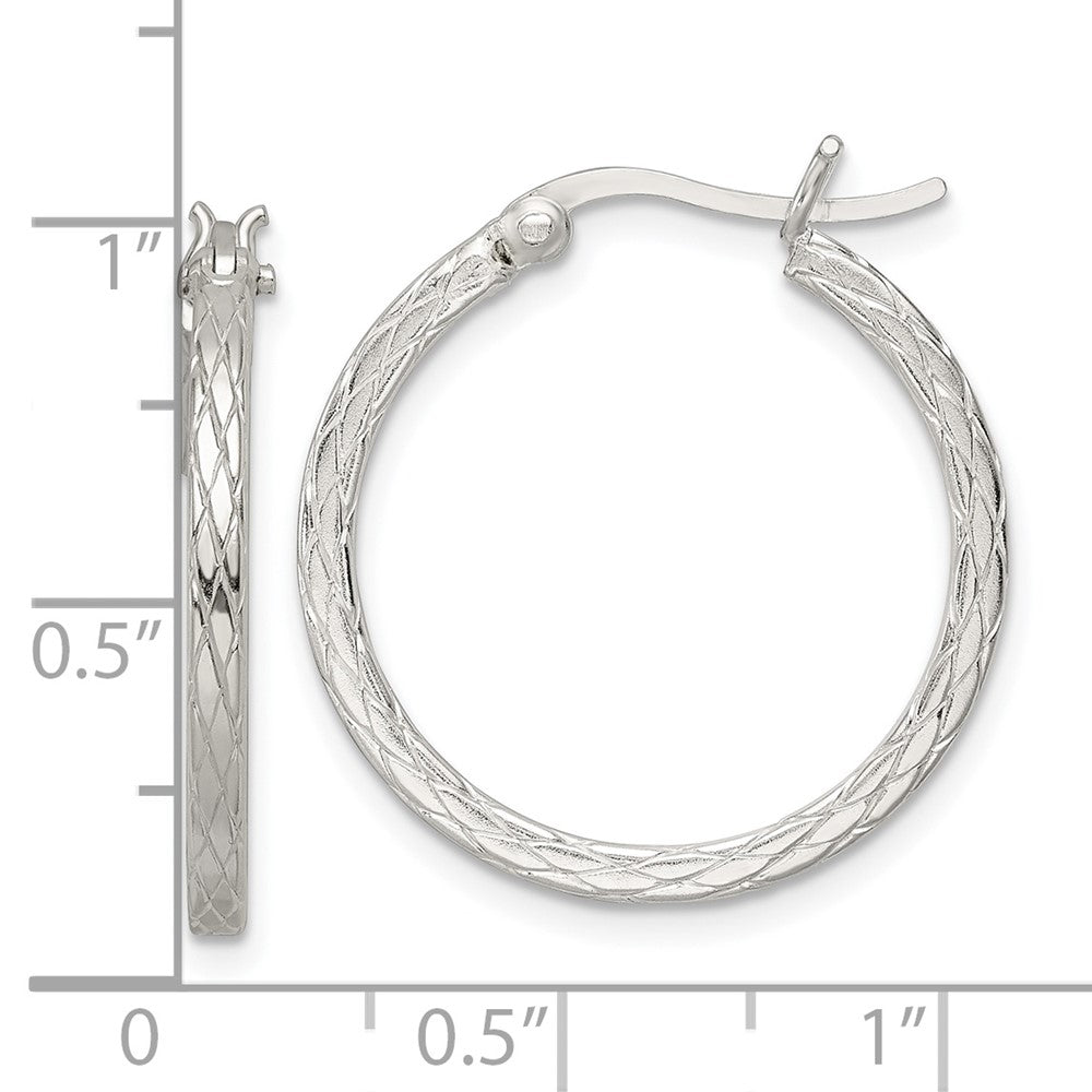 Sterlingsilber Rhodiniert Diamant Muster Creolen