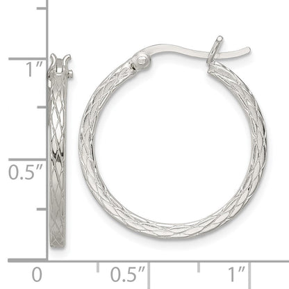 Sterlingsilber Rhodiniert Diamant Muster Creolen