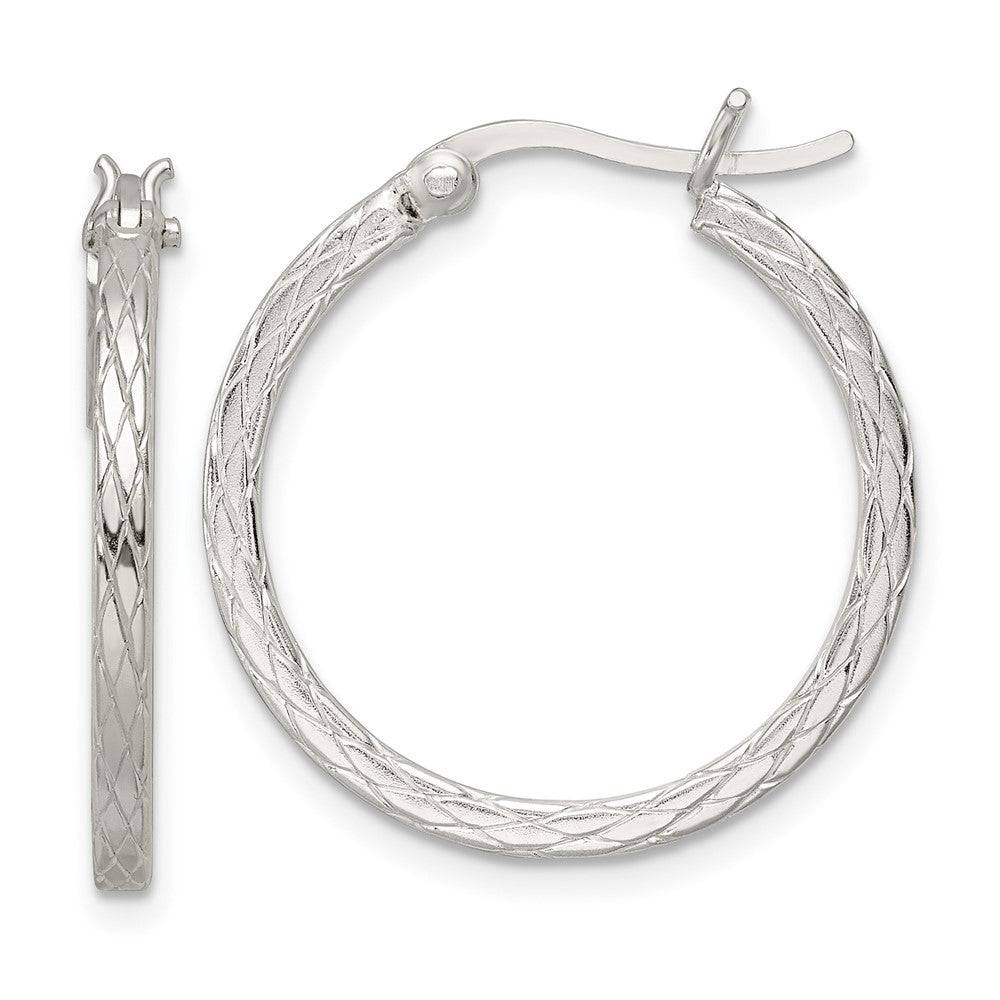Sterlingsilber Rhodiniert Diamant Muster Creolen