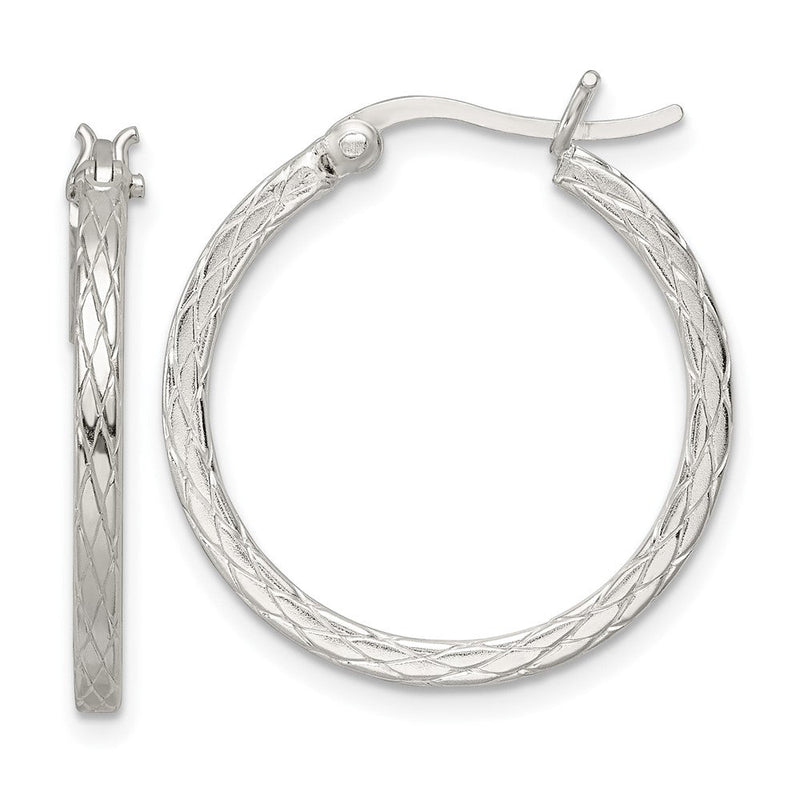 Sterlingsilber Rhodiniert Diamant Muster Creolen