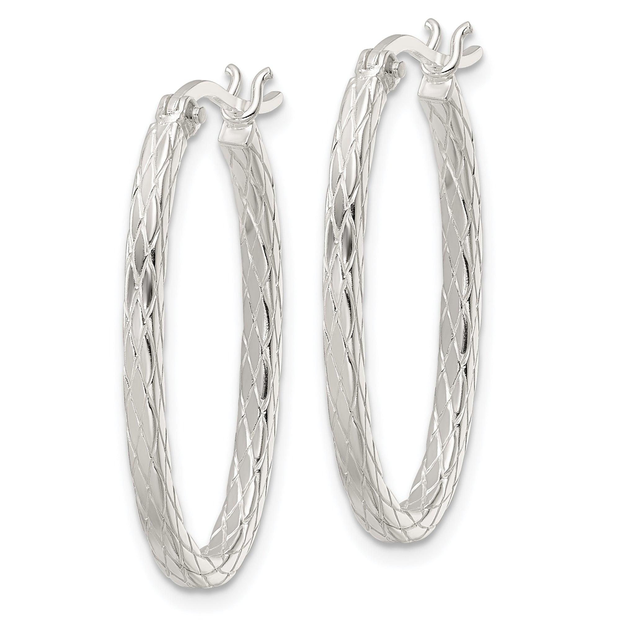 Sterlingsilber Diamant Muster Oval Creolen