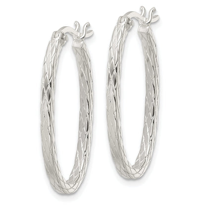 Sterlingsilber Diamant Muster Oval Creolen