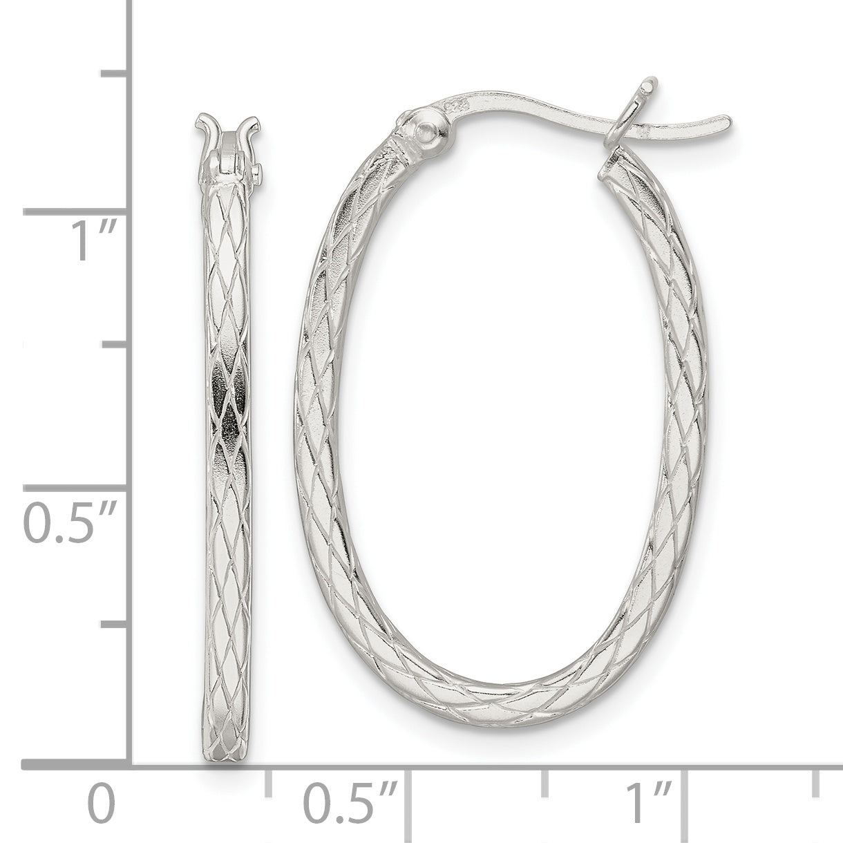 Sterlingsilber Diamant Muster Oval Creolen