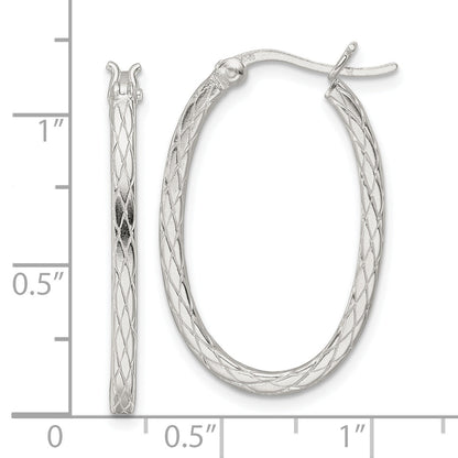Sterlingsilber Diamant Muster Oval Creolen