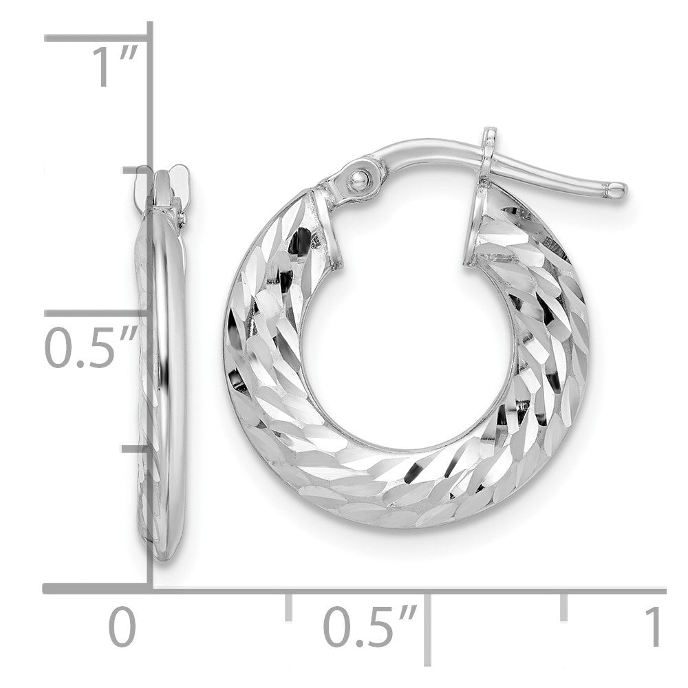 Sterlingsilber Rhodiniert 2x18mm Diamantiert Messer-edge Röhre Creolen