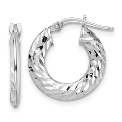 Sterlingsilber Rhodiniert 2x18mm Diamantiert Messer-edge Röhre Creolen
