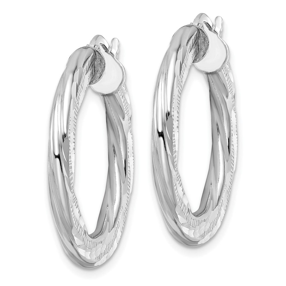 Sterlingsilber Rhodiniert 3x29mm Diamantiert Gedreht Röhre Creolen
