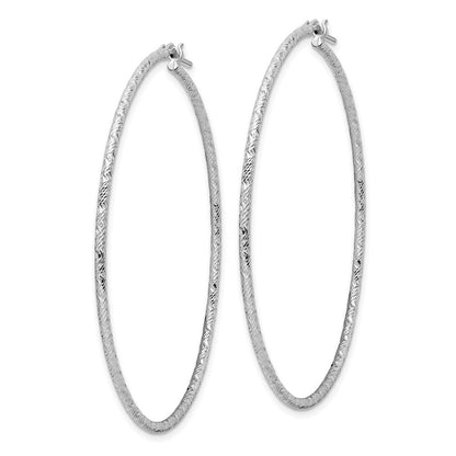 Sterlingsilber Rhodiniert Poliert Diamantiert 1.5mm Röhre Creolen