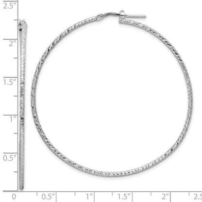 Sterlingsilber Rhodiniert Poliert Diamantiert 1.5mm Röhre Creolen