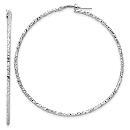 Sterlingsilber Rhodiniert Poliert Diamantiert 1.5mm Röhre Creolen