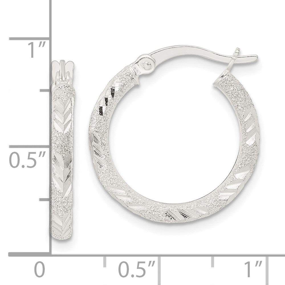 Sterlingsilber Poliert und Lasergraviert Diamantiert Creolen