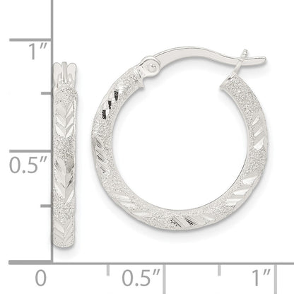 Sterlingsilber Poliert und Lasergraviert Diamantiert Creolen