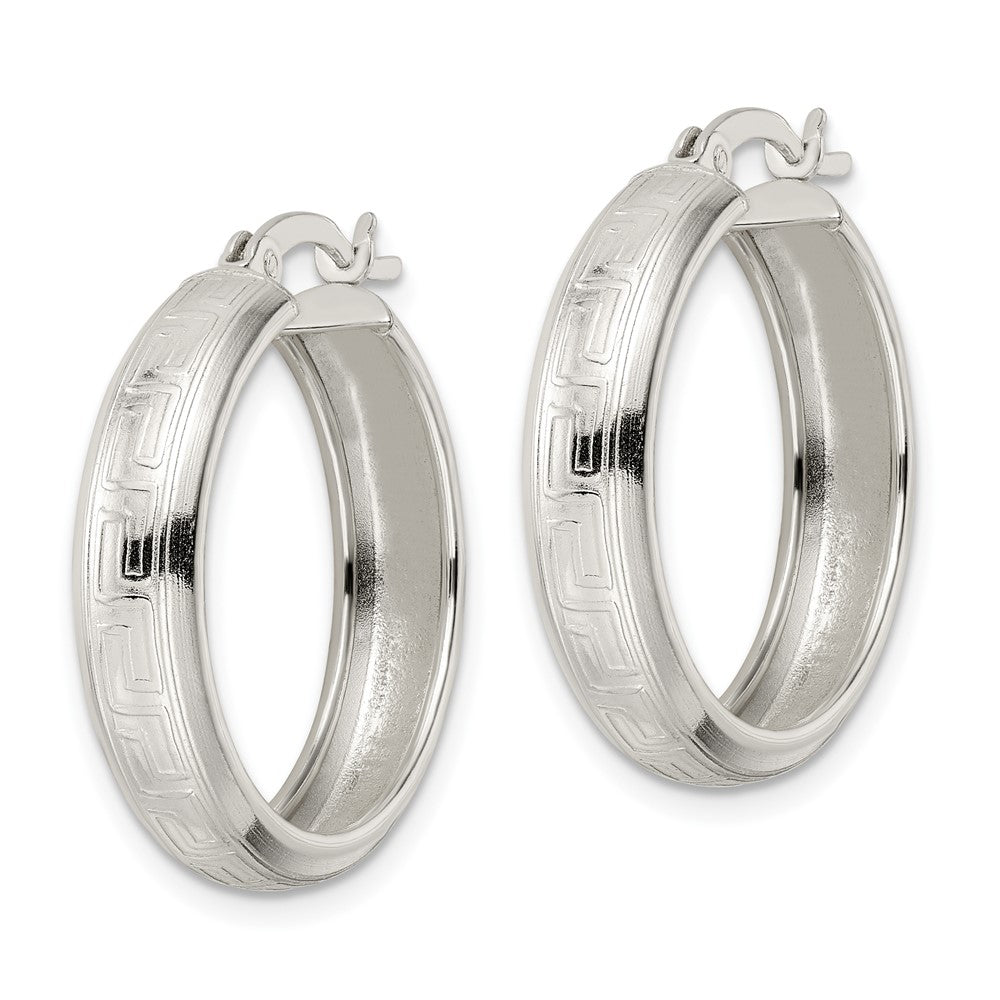 Sterlingsilber Poliert Greek Key Kreis Creolen