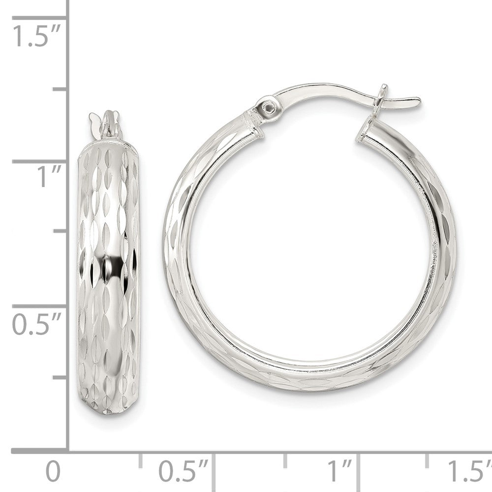 Sterlingsilber Poliert Diamantiert 5x25mm Creolen