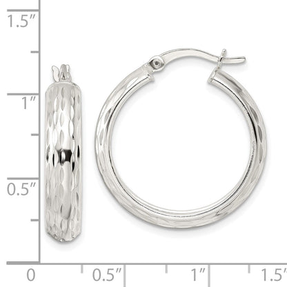 Sterlingsilber Poliert Diamantiert 5x25mm Creolen