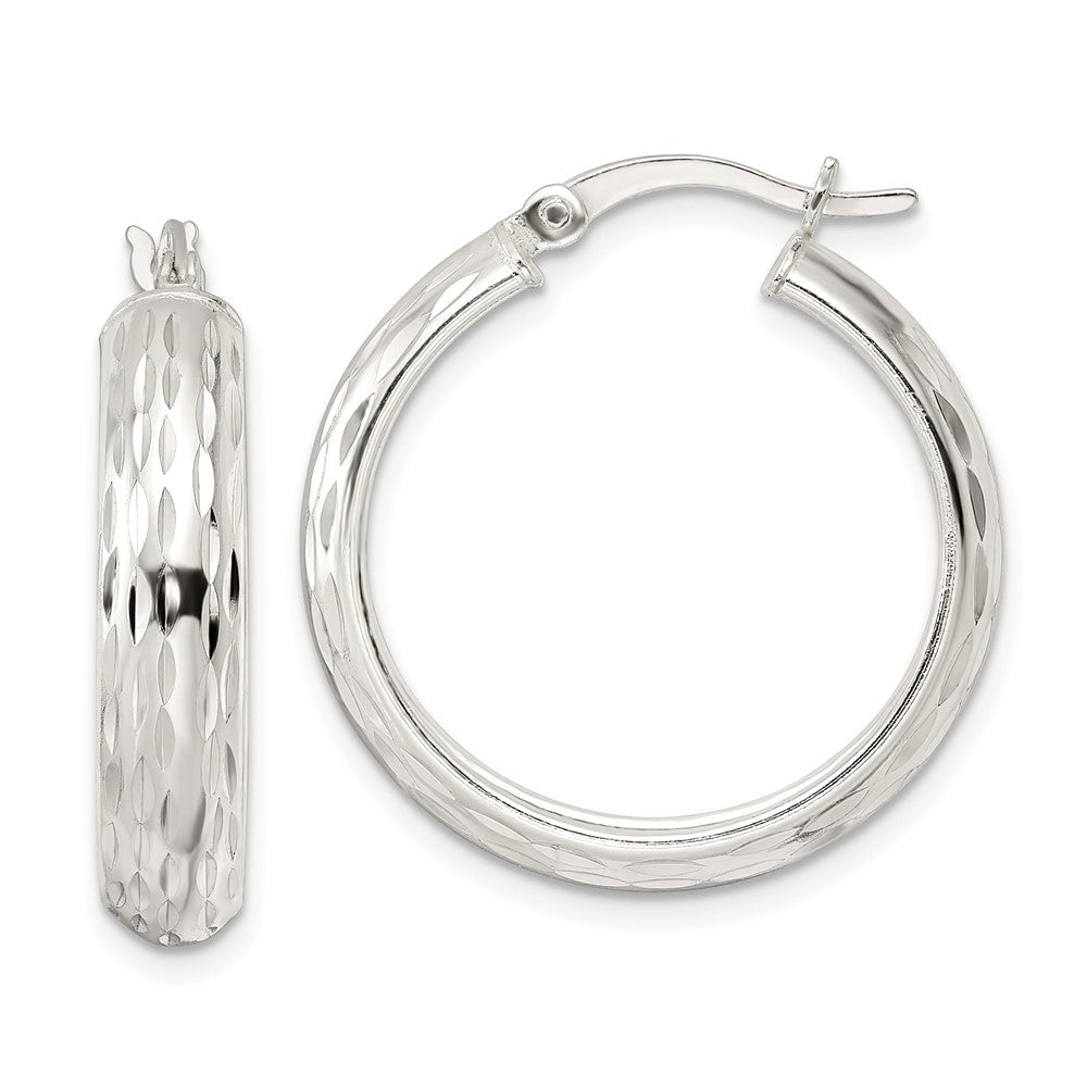Sterlingsilber Poliert Diamantiert 5x25mm Creolen