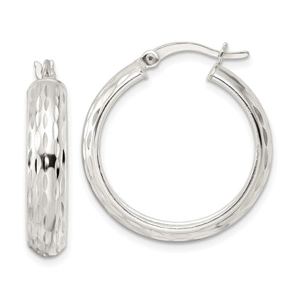 Sterlingsilber Poliert Diamantiert 5x25mm Creolen