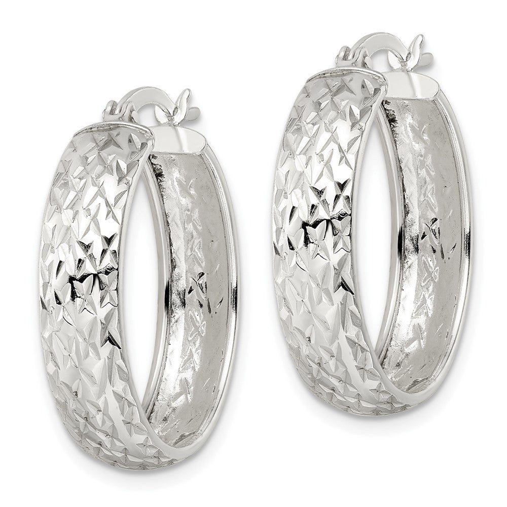 Sterlingsilber Diamantiert 6x25mm Creolen