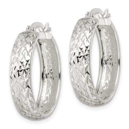 Sterlingsilber Diamantiert 6x25mm Creolen