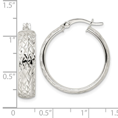 Sterlingsilber Diamantiert 6x25mm Creolen