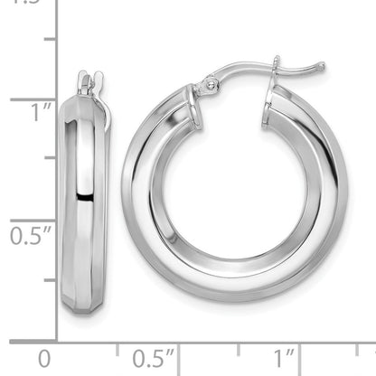 Sterlingsilber Rhodiniert 5x24mm Octagon Röhre Creolen