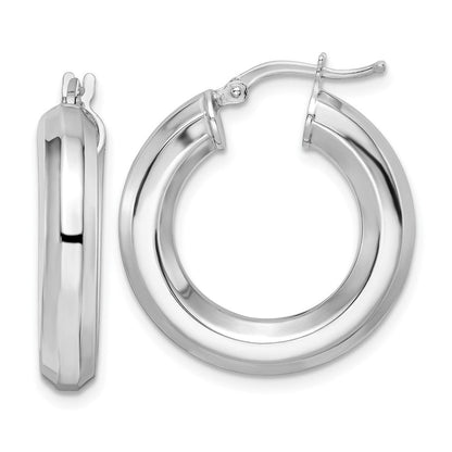 Sterlingsilber Rhodiniert 5x24mm Octagon Röhre Creolen