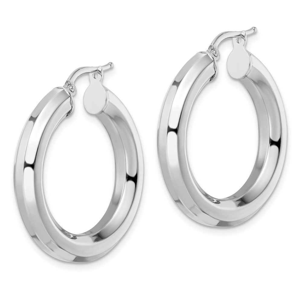 Sterlingsilber Rhodiniert 5x30mm Octagon Röhre Creolen