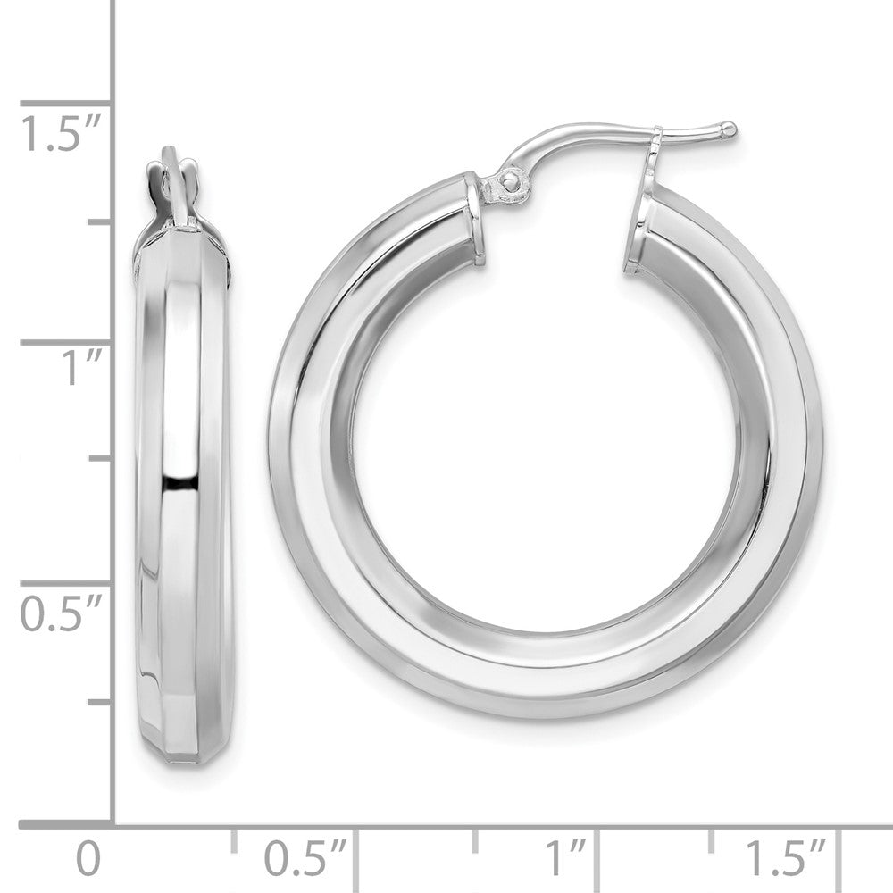 Sterlingsilber Rhodiniert 5x30mm Octagon Röhre Creolen