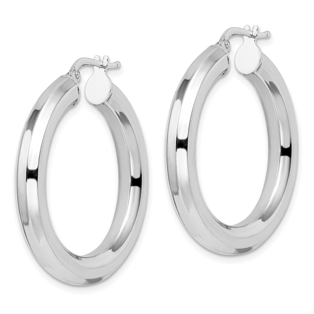 Sterlingsilber Rhodiniert 5x34mm Octagon Röhre Creolen