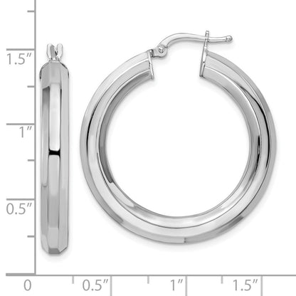 Sterlingsilber Rhodiniert 5x34mm Octagon Röhre Creolen