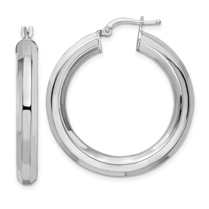 Sterlingsilber Rhodiniert 5x34mm Octagon Röhre Creolen