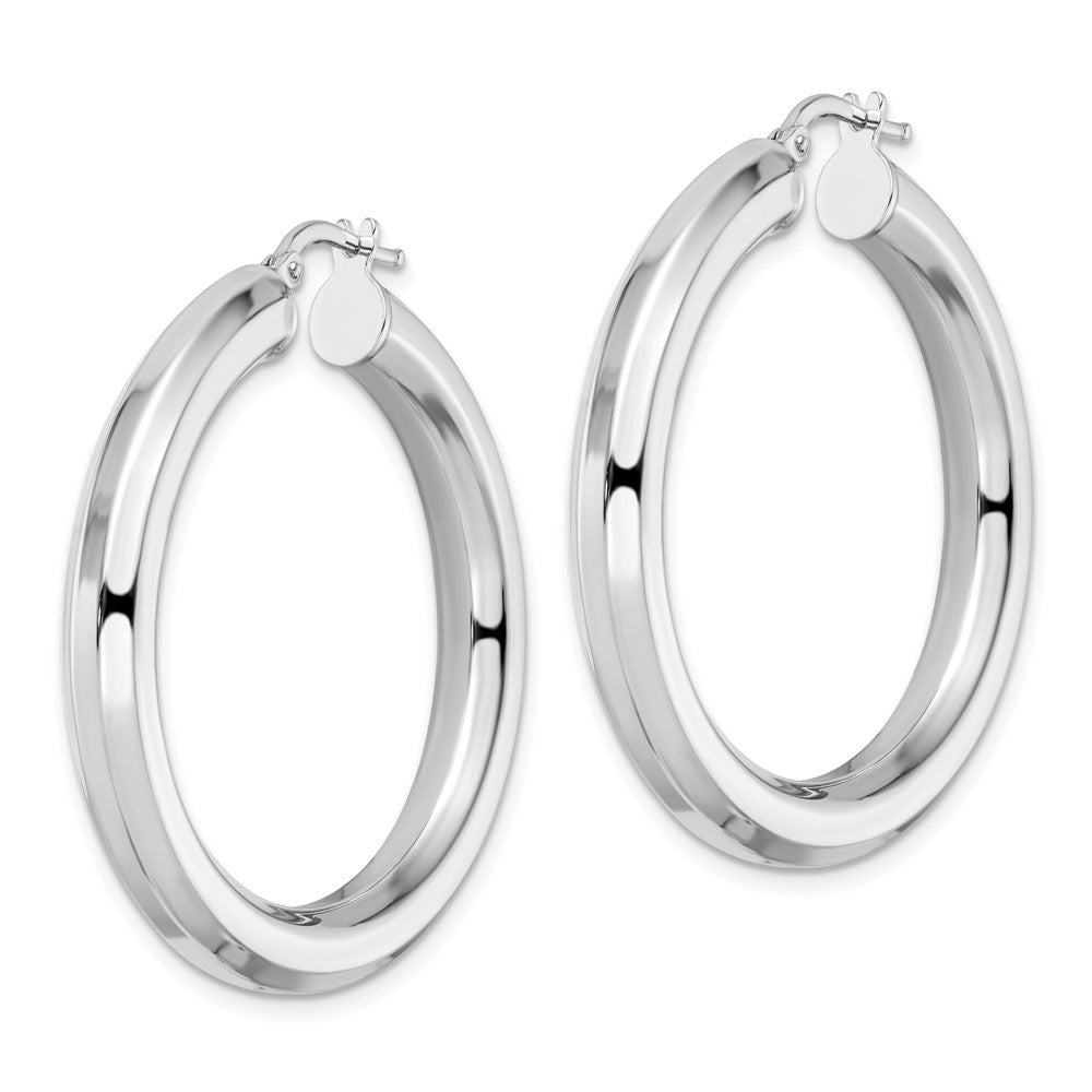 Sterlingsilber Rhodiniert 5x38mm Octagon Röhre Creolen