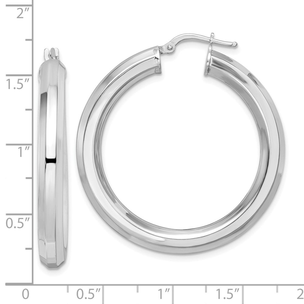 Sterlingsilber Rhodiniert 5x38mm Octagon Röhre Creolen