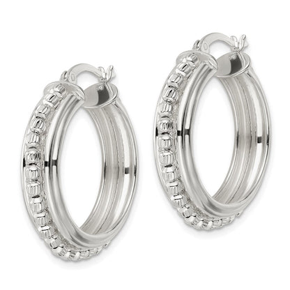 Sterlingsilber Poliert und Diamantiert Gekugelt Creolen
